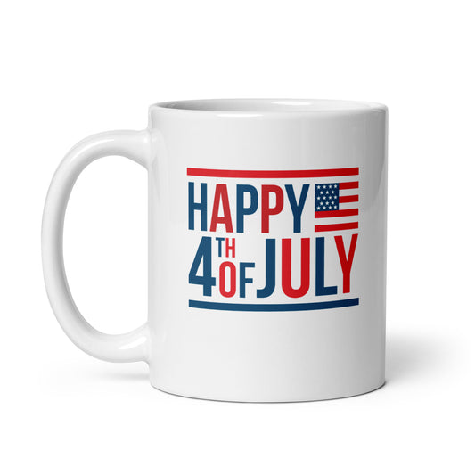 4th of July #15 "HAPPY 4TH OF JULY" White glossy mug