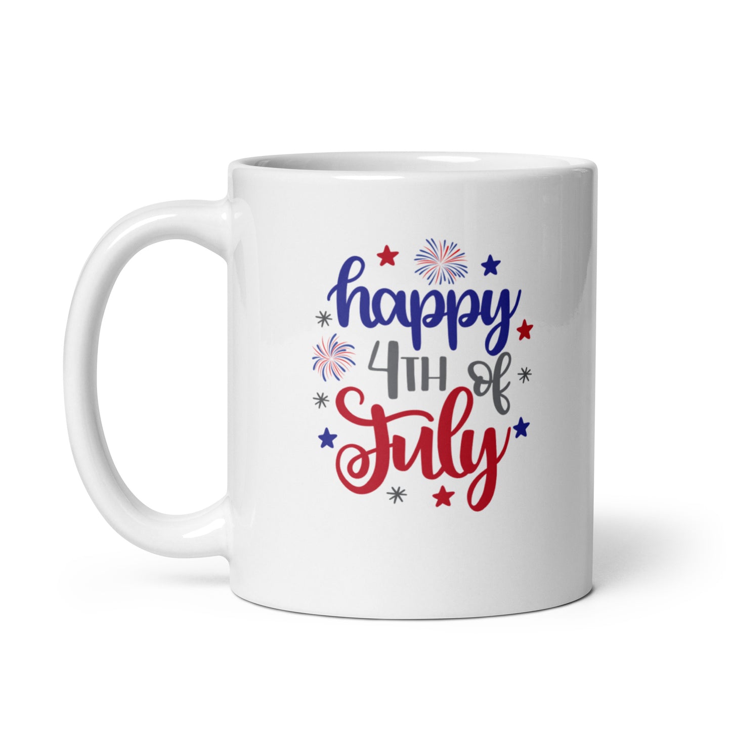 4th of July #16 "happy 4TH of July" White glossy mug