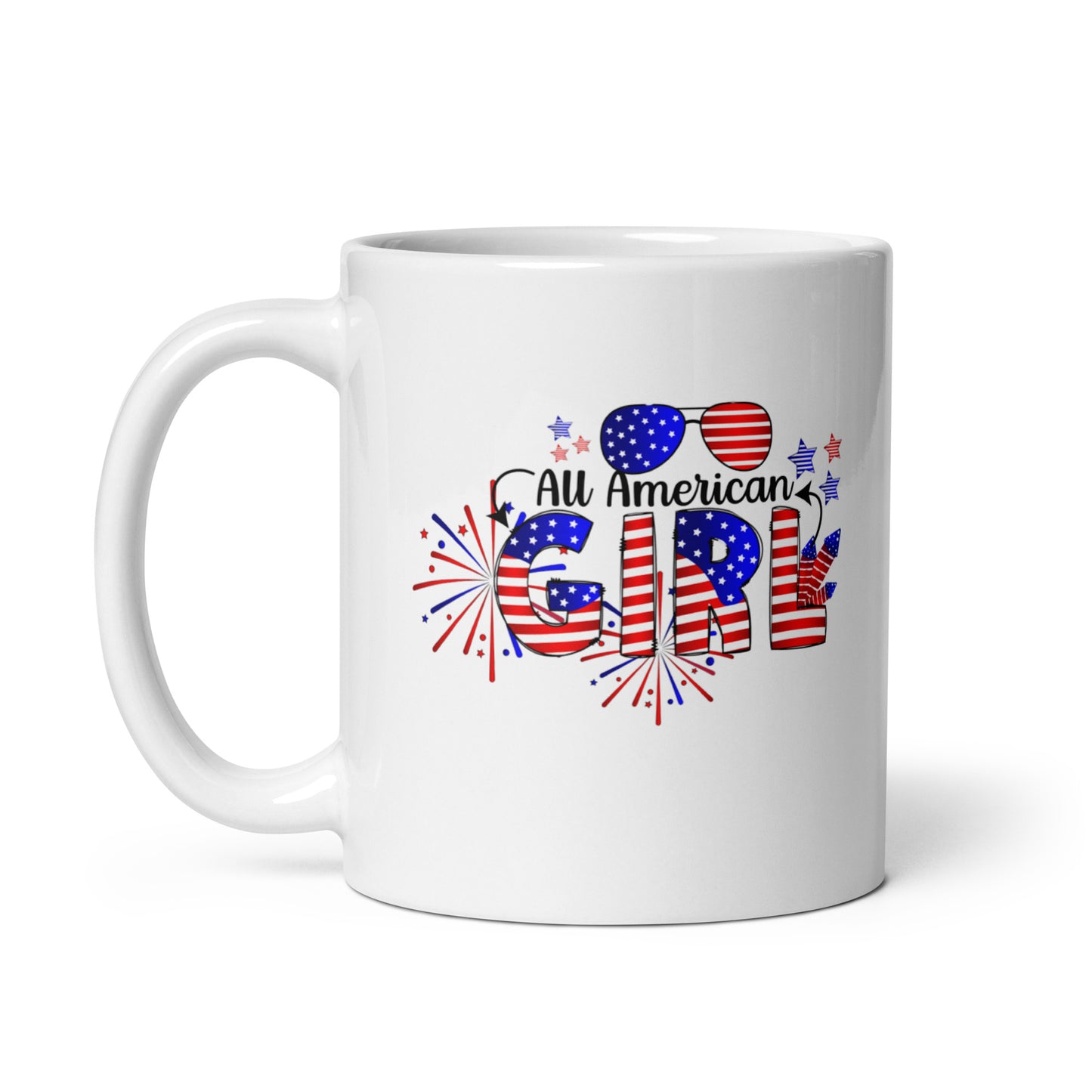 God Bless America #02 "All American GIRL" White glossy mug