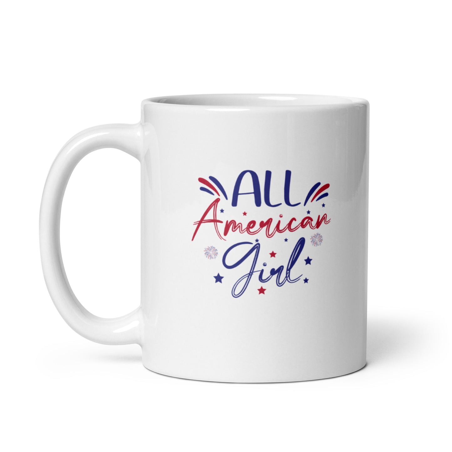 God Bless America #03 "ALL American girl" White glossy mug