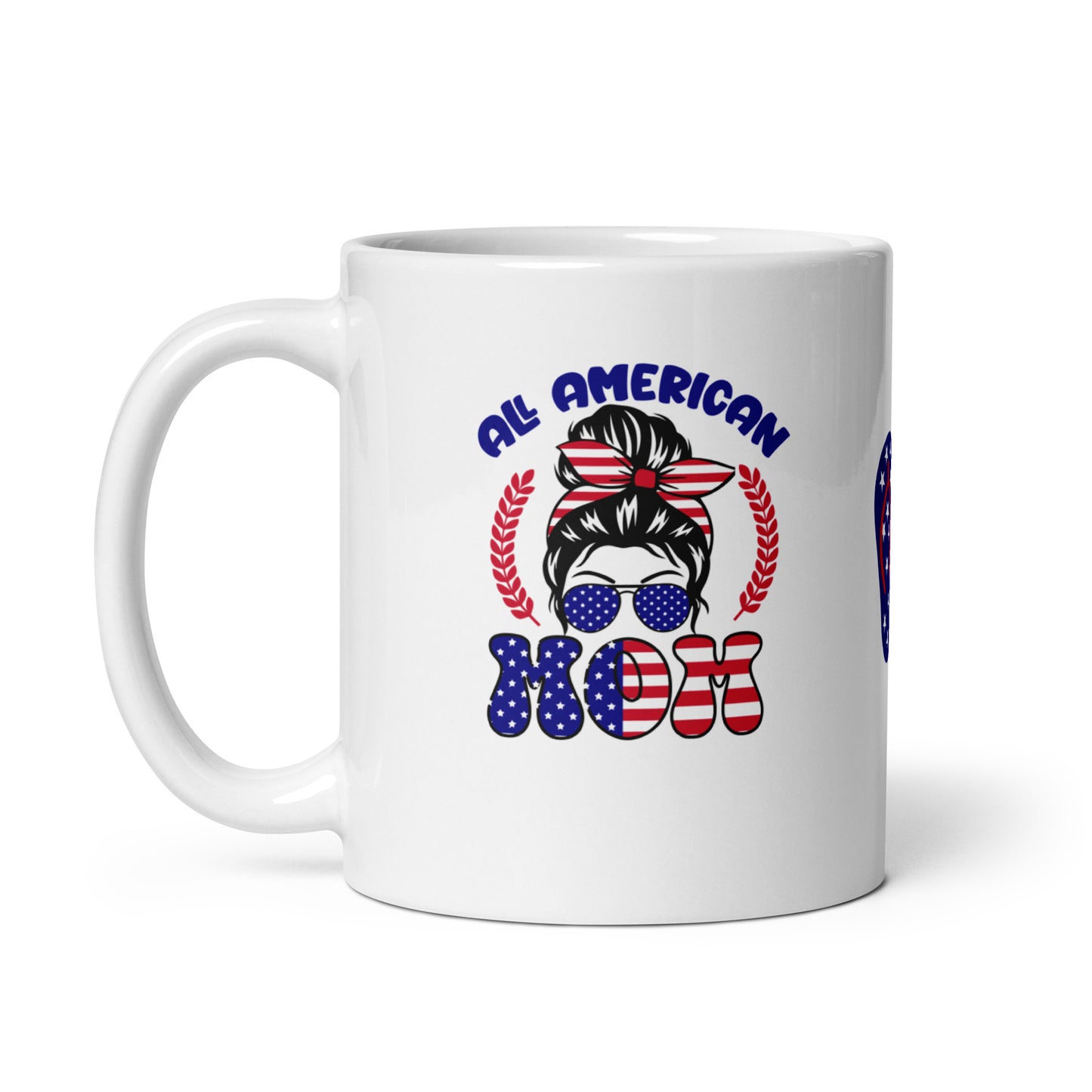 God Bless America #05 "ALL AMERICAN MOM" w/ Image of Flip Flops Full Wrap White glossy mug