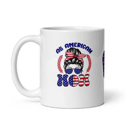 God Bless America #05 "ALL AMERICAN MOM" w/ Image of Flip Flops Full Wrap White glossy mug