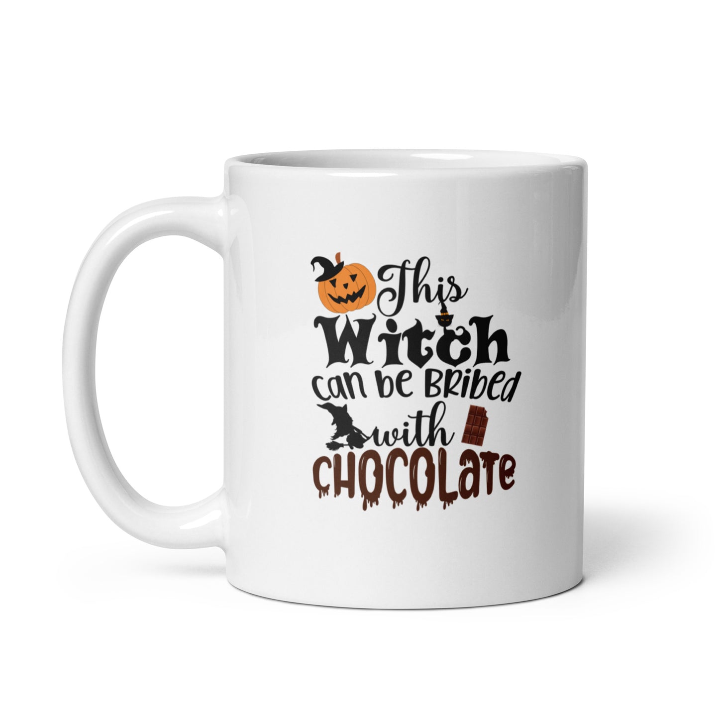 Halloween #15 "This Witch can be BRIBED" White glossy mug