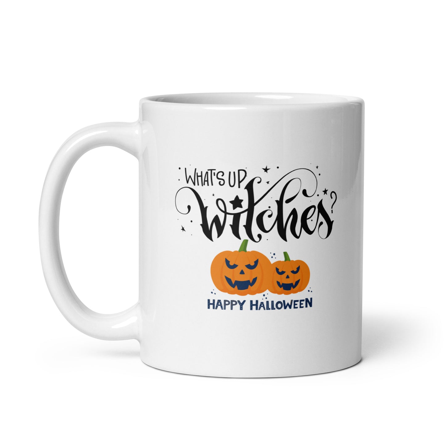 Halloween #17 "What's Up Witches" White glossy mug