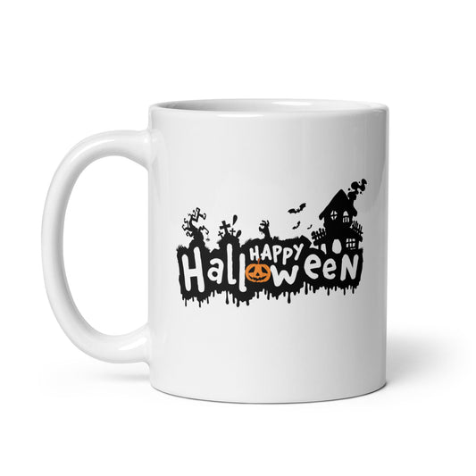 Halloween #20 "HAPPY Halloween" White glossy mug