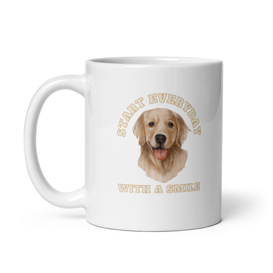 Man's Best Friend #07 Golden Retriever "START EVERYDAY WITH A SMILE"White glossy mug