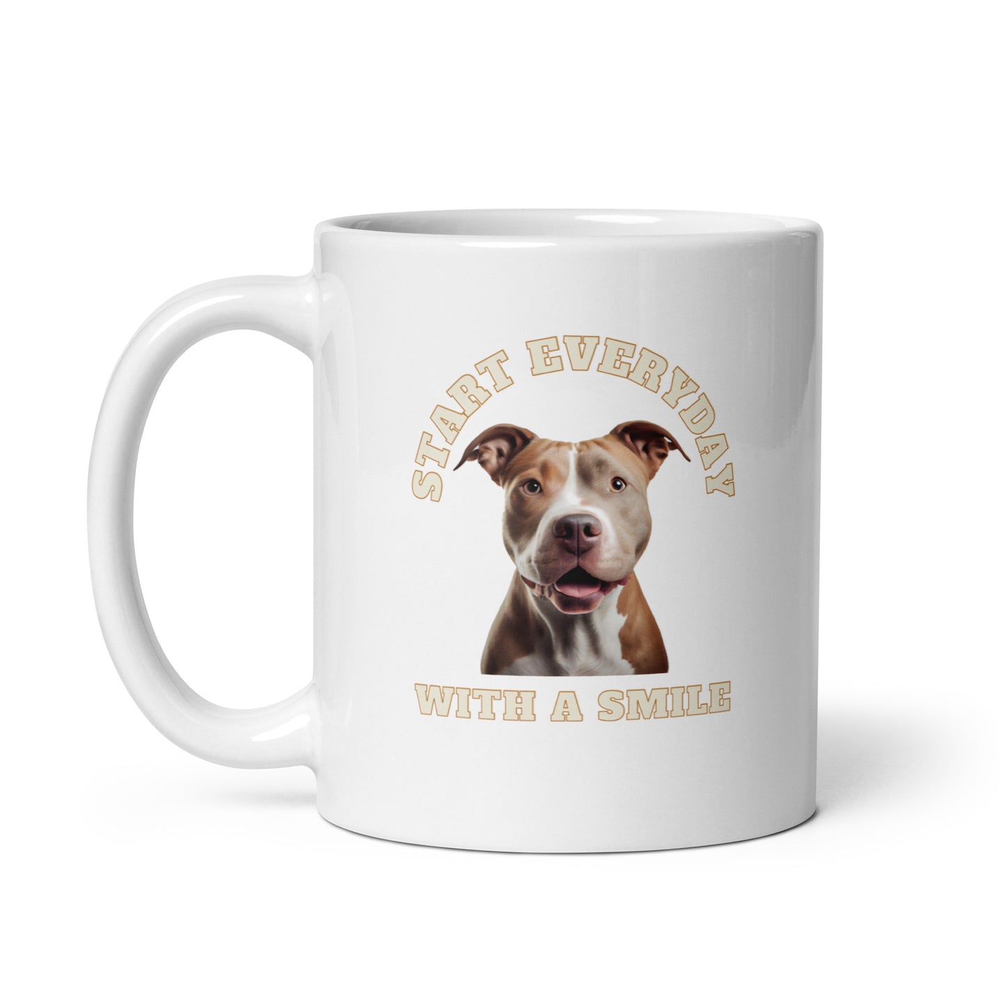 Man's Best Friend #08 American Pit Bull "START EVERYDAY WITH A SMILE" White glossy mug