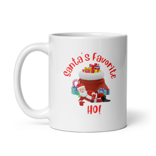 Rude, Crude, and Funny #11 "Santa's Favorite HO!" White glossy mug