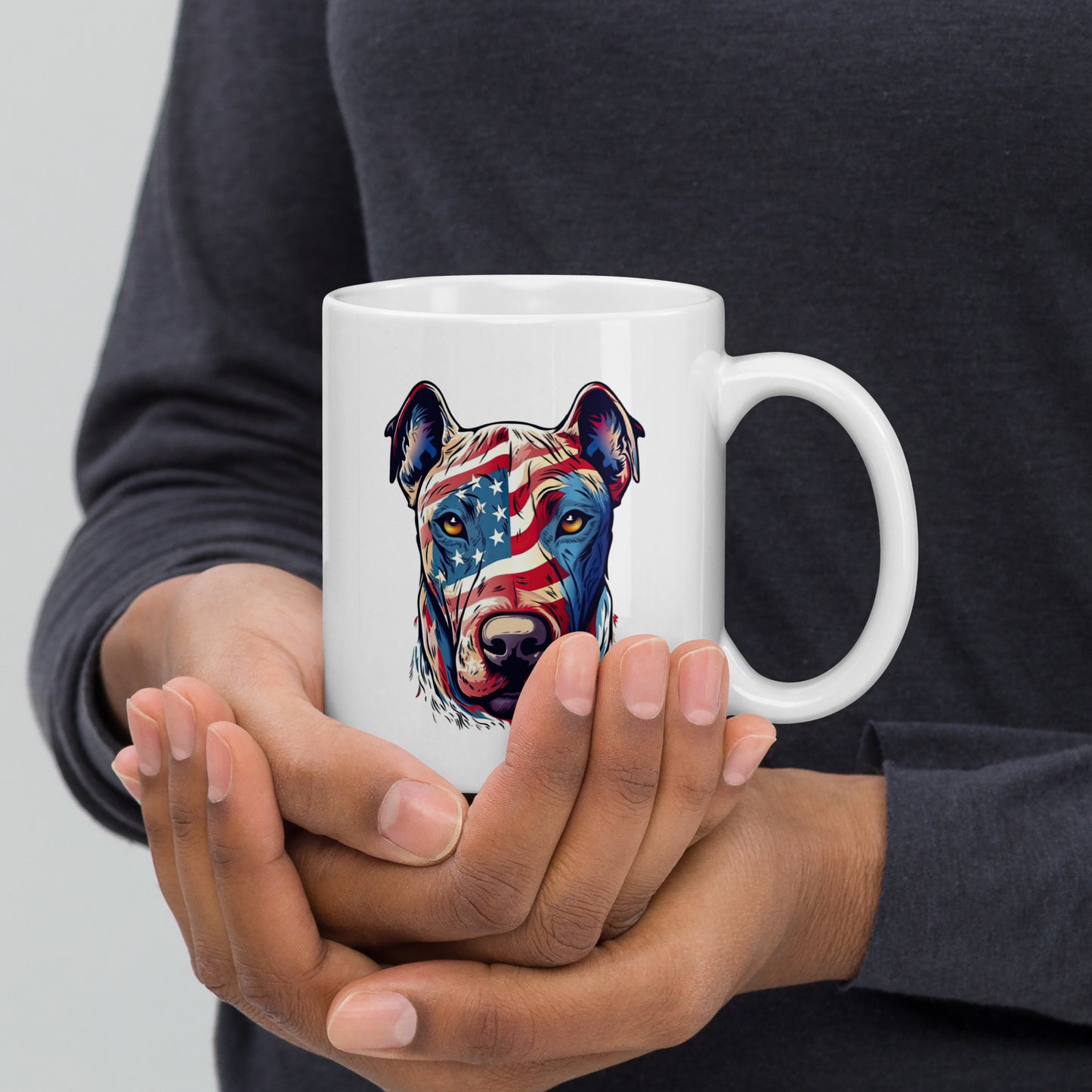 Man's Best Friend #02 Patriotic Dog White glossy mug