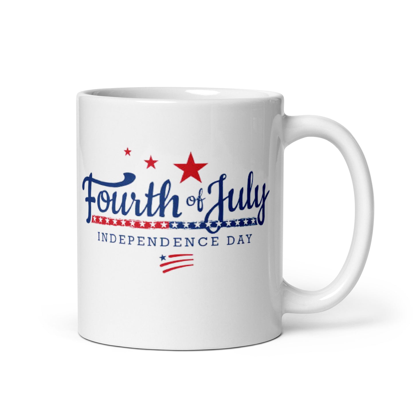 4th of July #08 "4th of July Independence Day" White Glossy Mug