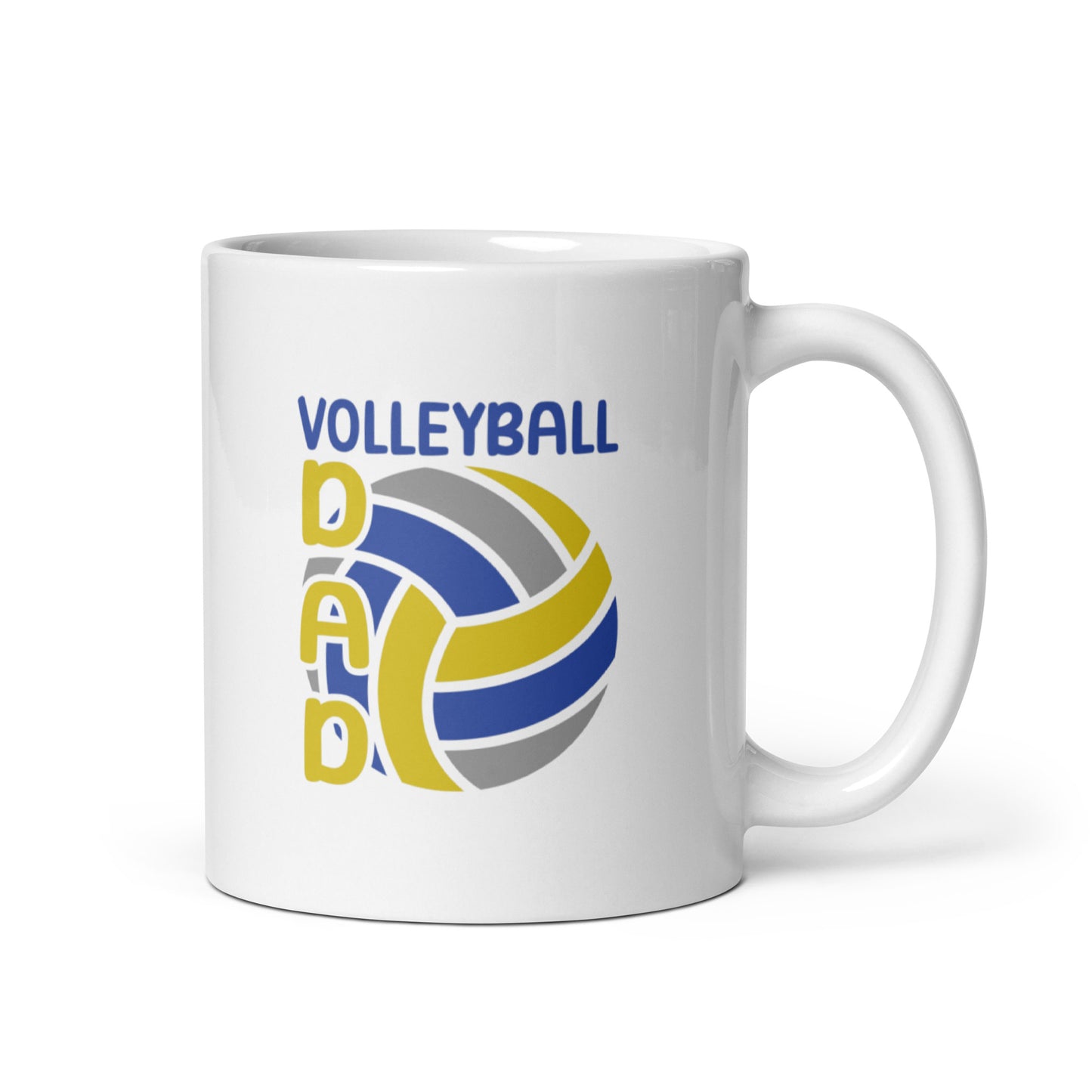 Dad #01 "Volleyball Dad" White glossy mug