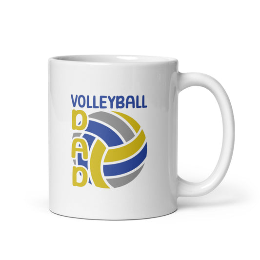 Dad #01 "Volleyball Dad" White glossy mug