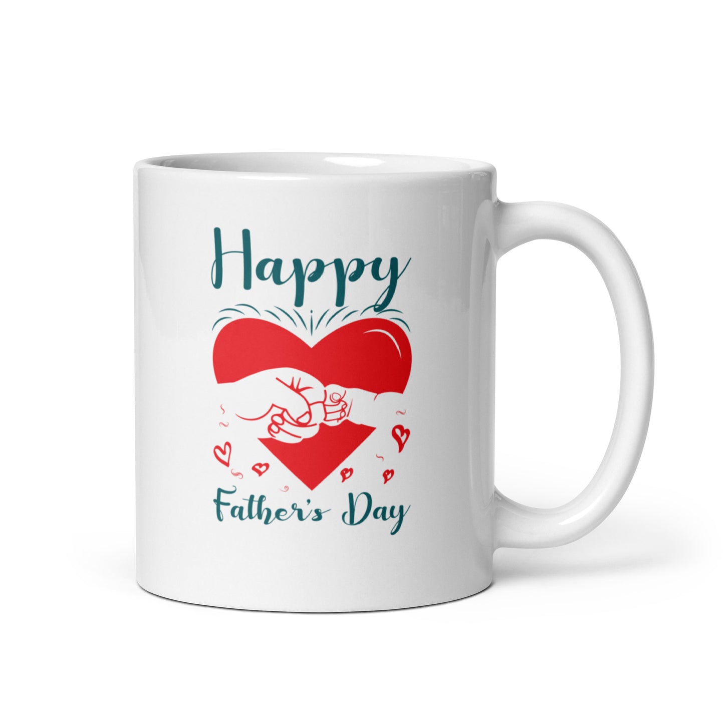 Father's Day #15 "Happy Father's Day" (Heart Bump) White glossy mug