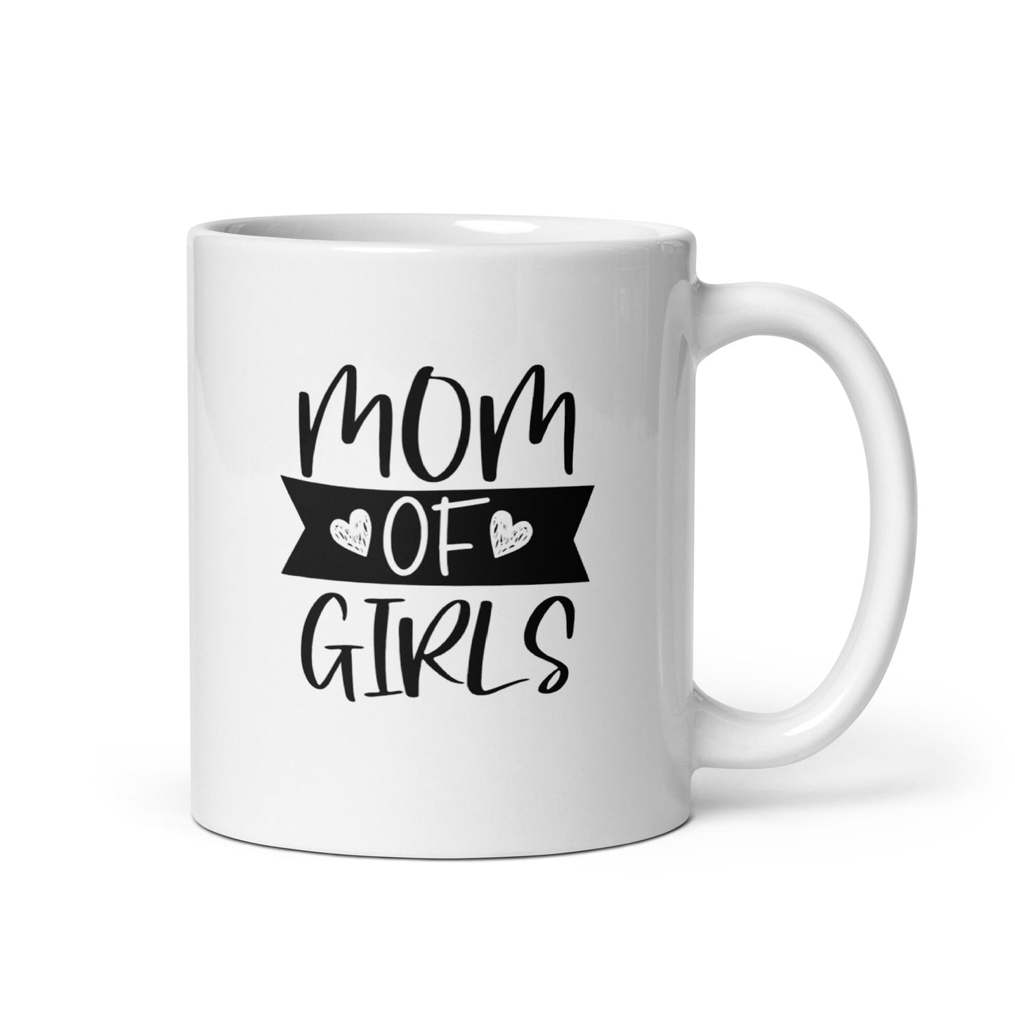 Mom #06 "MOM OF GIRLS" White glossy mug