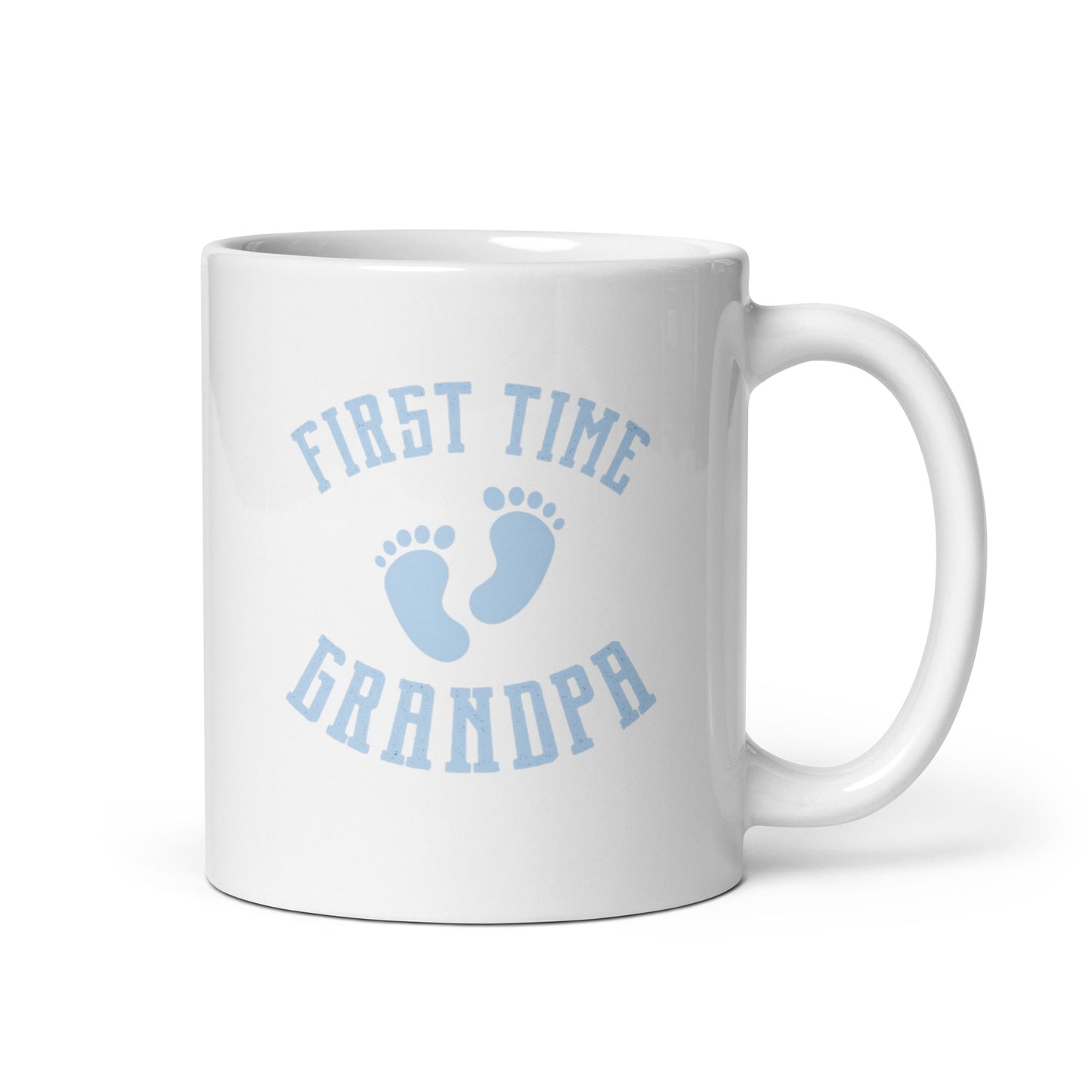 Grandad #01 "First Time Grandpa" (Blue) White glossy mug