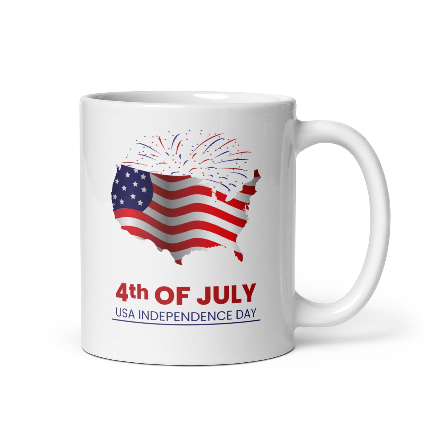 4th of July #12 "4th OF JULY USA INDEPENDENCE DAY" White glossy mug