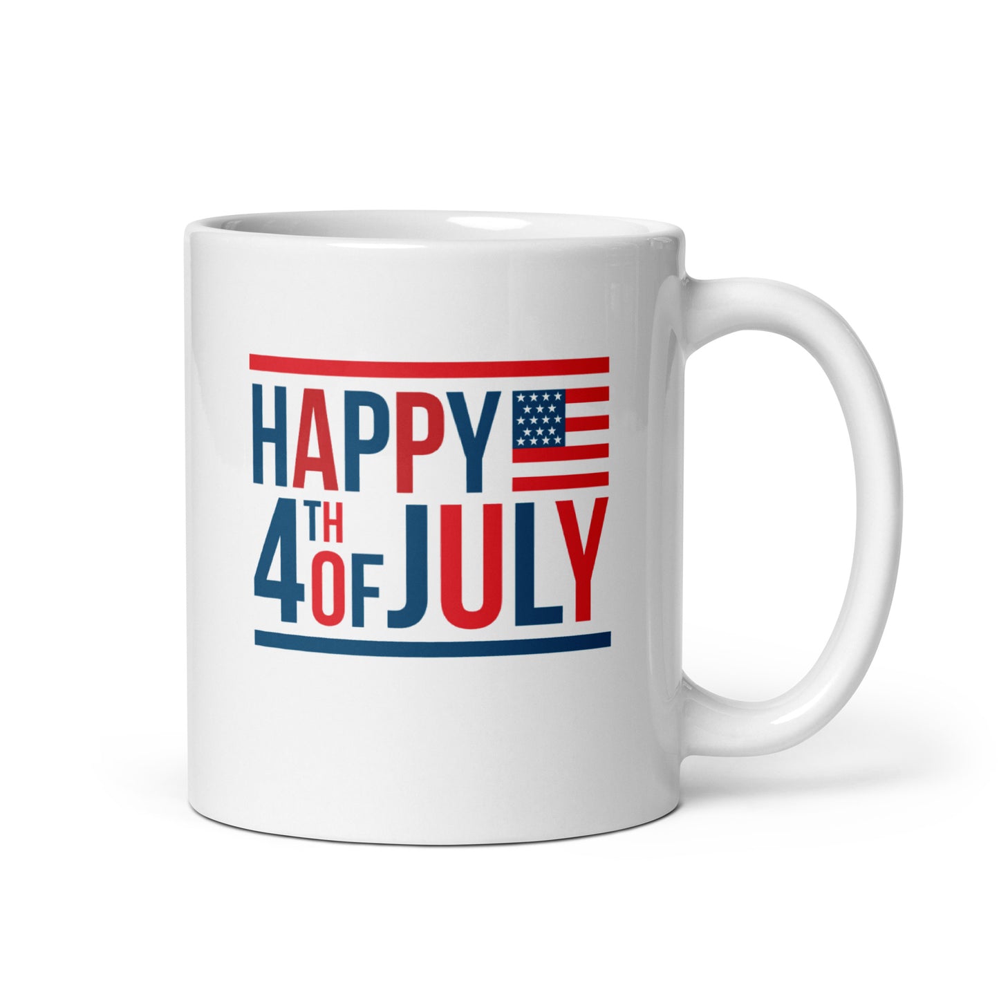 4th of July #15 "HAPPY 4TH OF JULY" White glossy mug