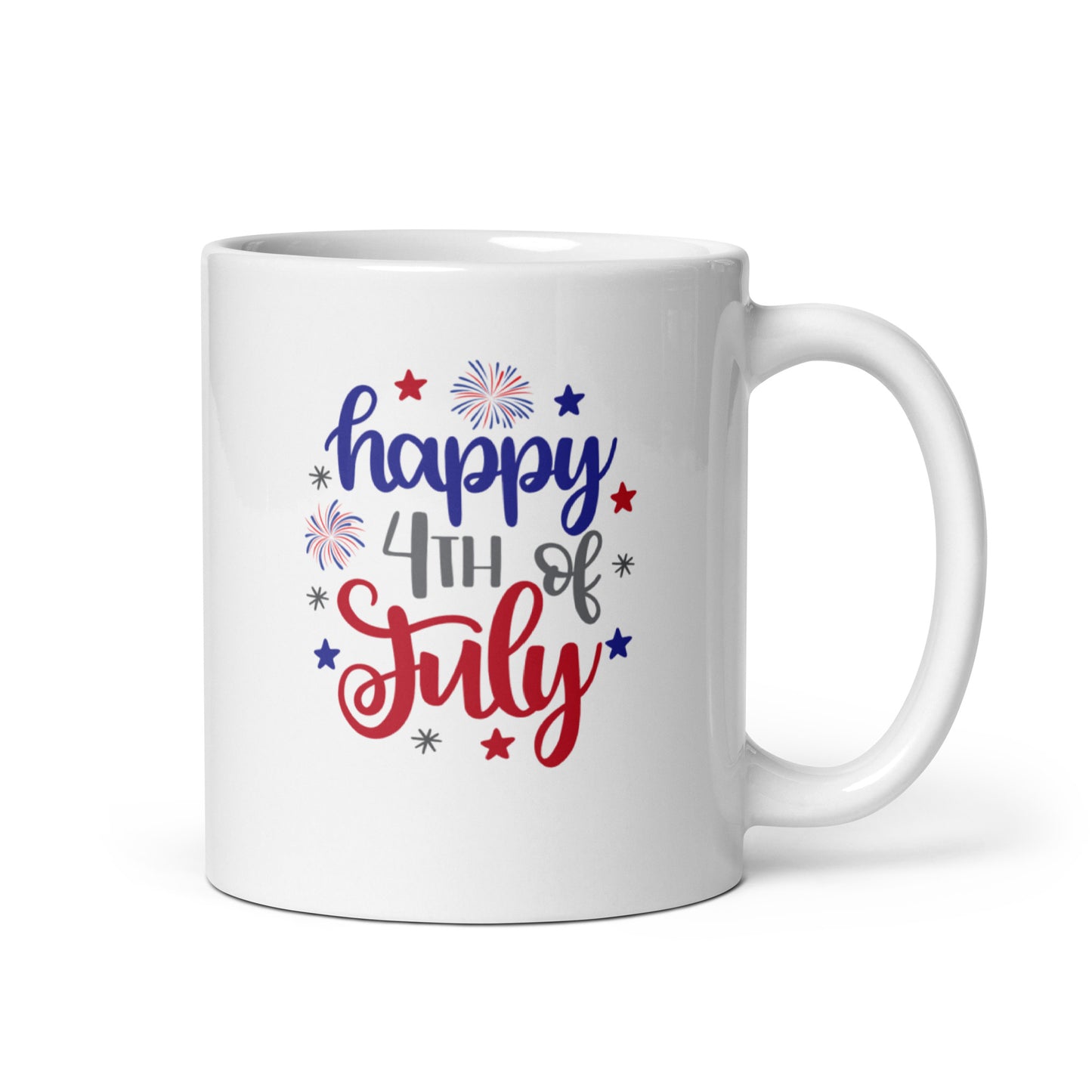 4th of July #16 "happy 4TH of July" White glossy mug