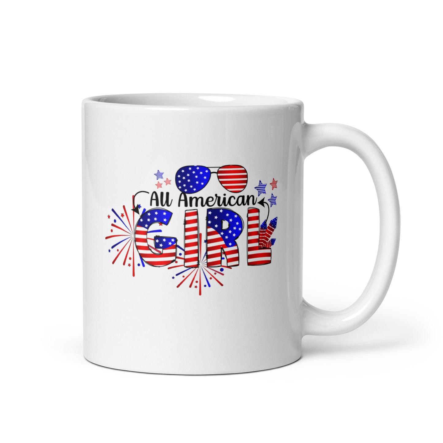 God Bless America #02 "All American GIRL" White glossy mug