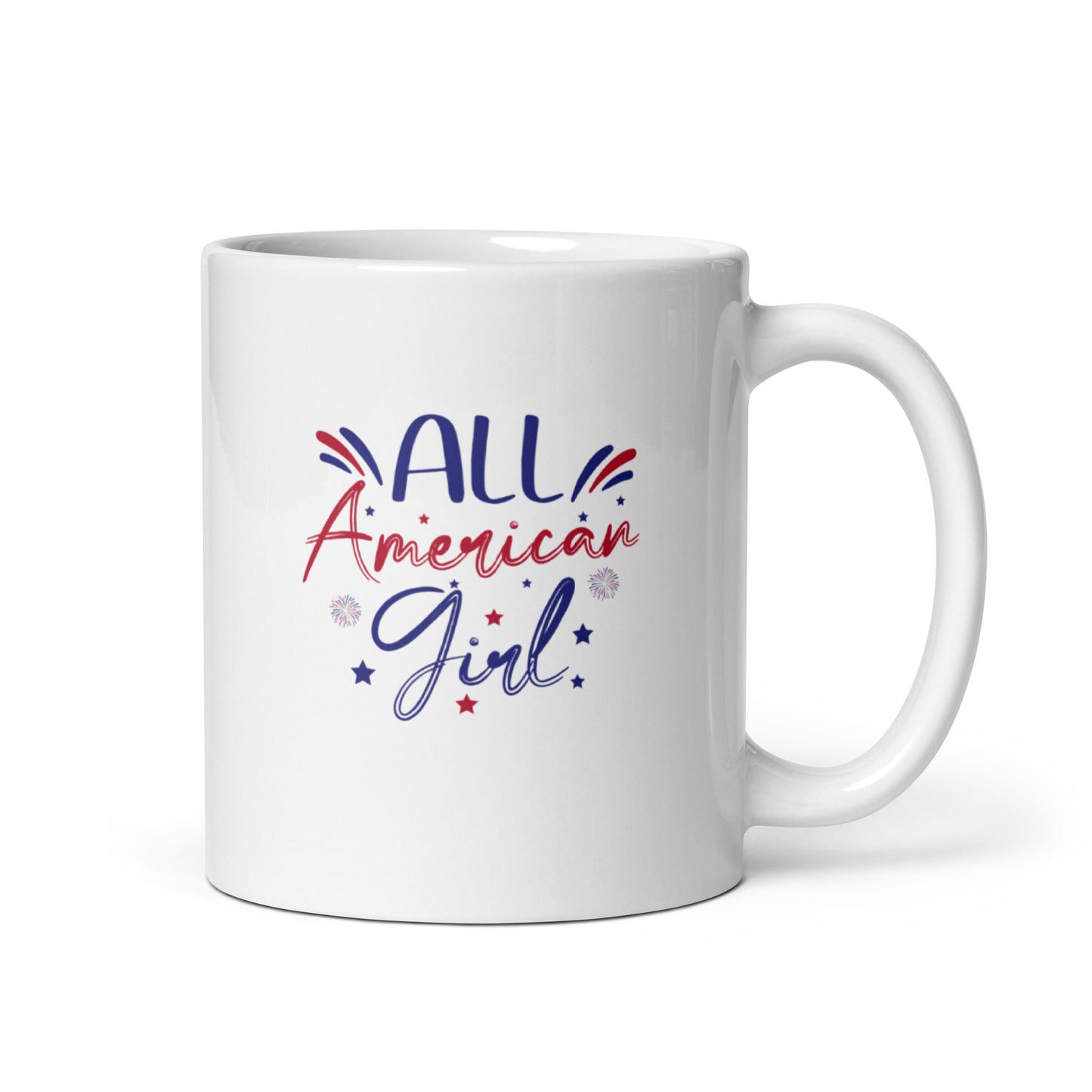 God Bless America #03 "ALL American girl" White glossy mug