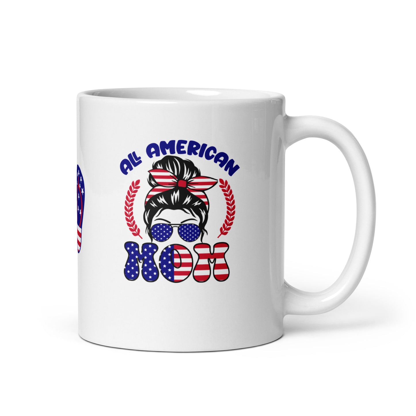 God Bless America #05 "ALL AMERICAN MOM" w/ Image of Flip Flops Full Wrap White glossy mug