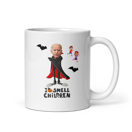 Halloween #06 "I SMELL CHILDREN" White glossy mug