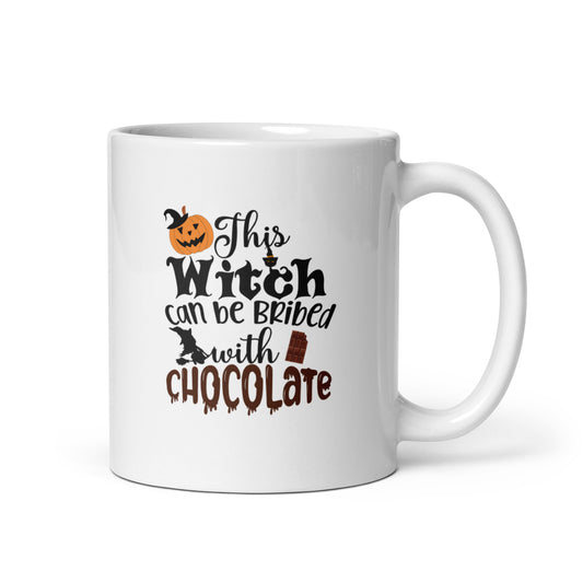 Halloween #15 "This Witch can be BRIBED" White glossy mug