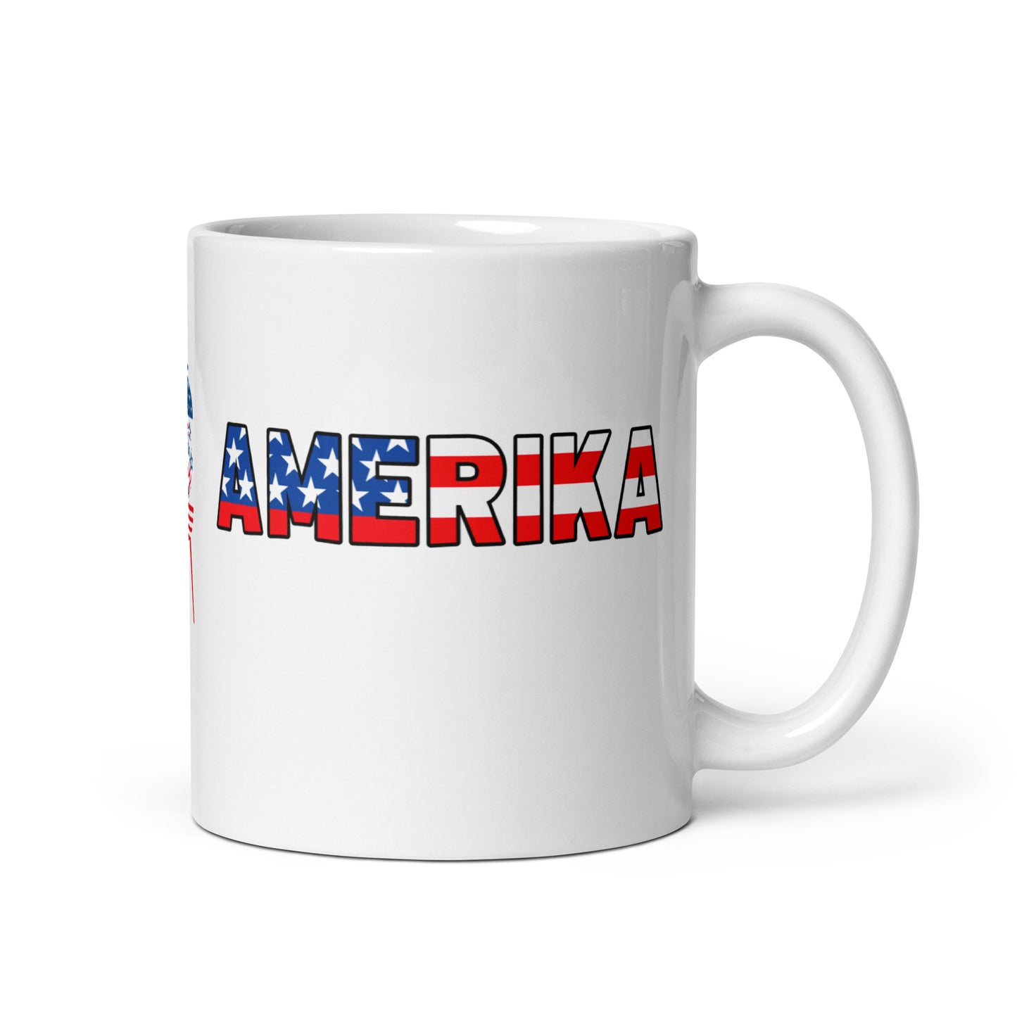 4th of July #11 "AMERIKA" Full Wrap White glossy mug