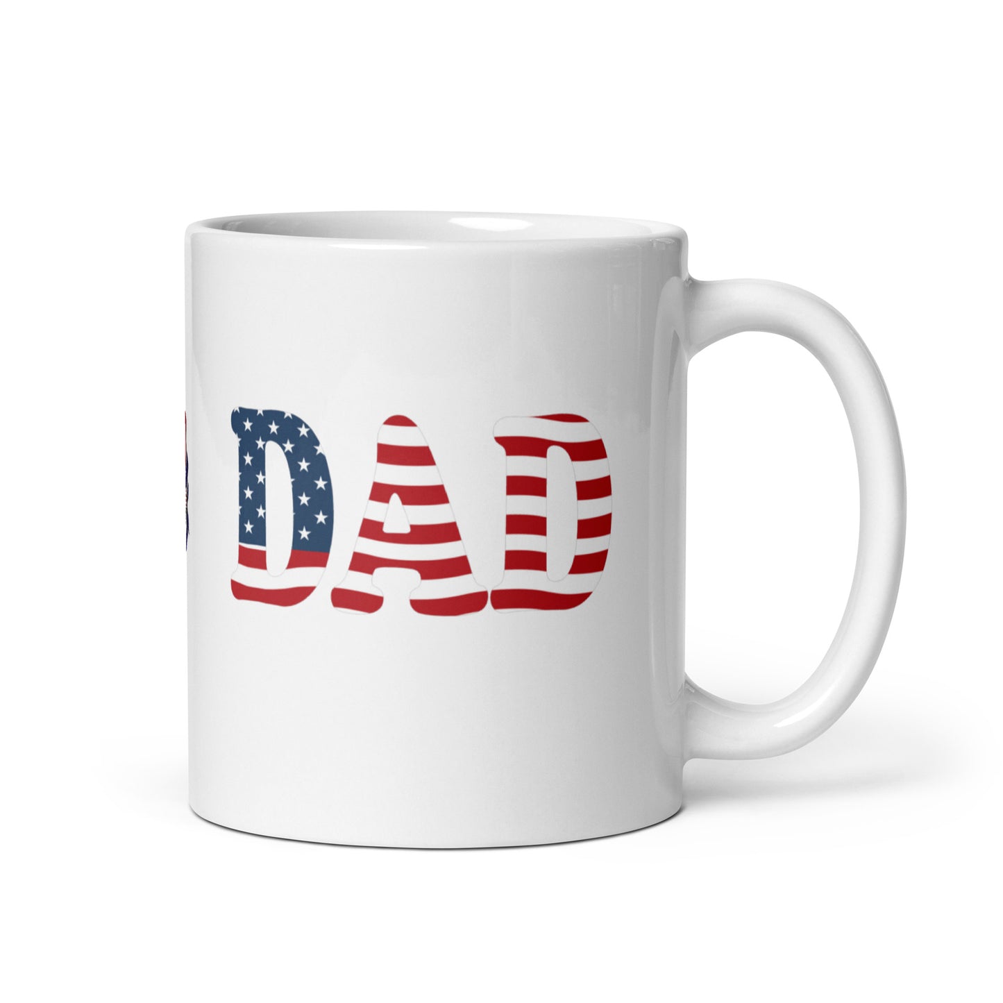 Dad #02 "DAD" Patriotic Red, White, and Blue White glossy mug