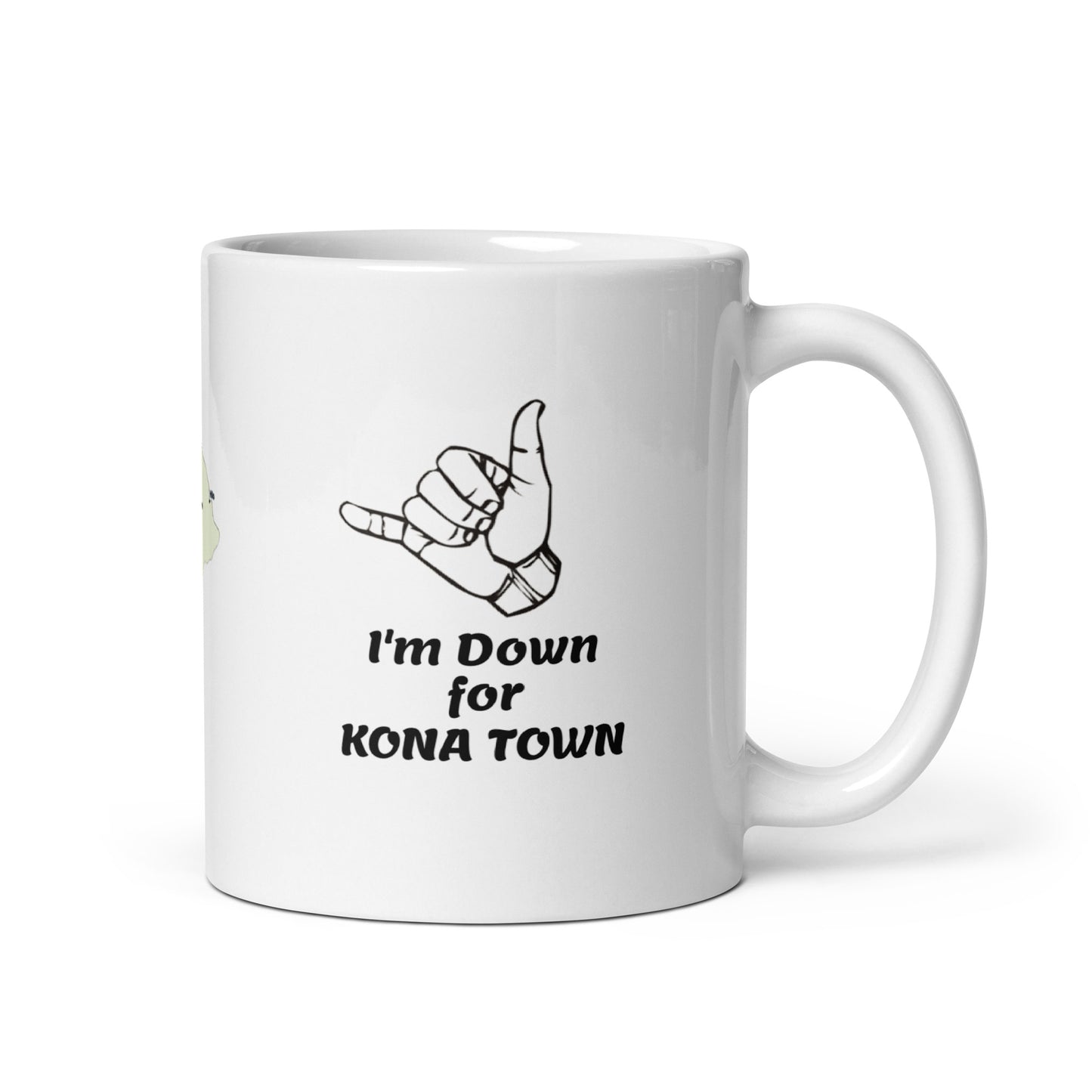 Great Destinations #02 "I'm Down for Kona Town" Full Wrap White glossy mug