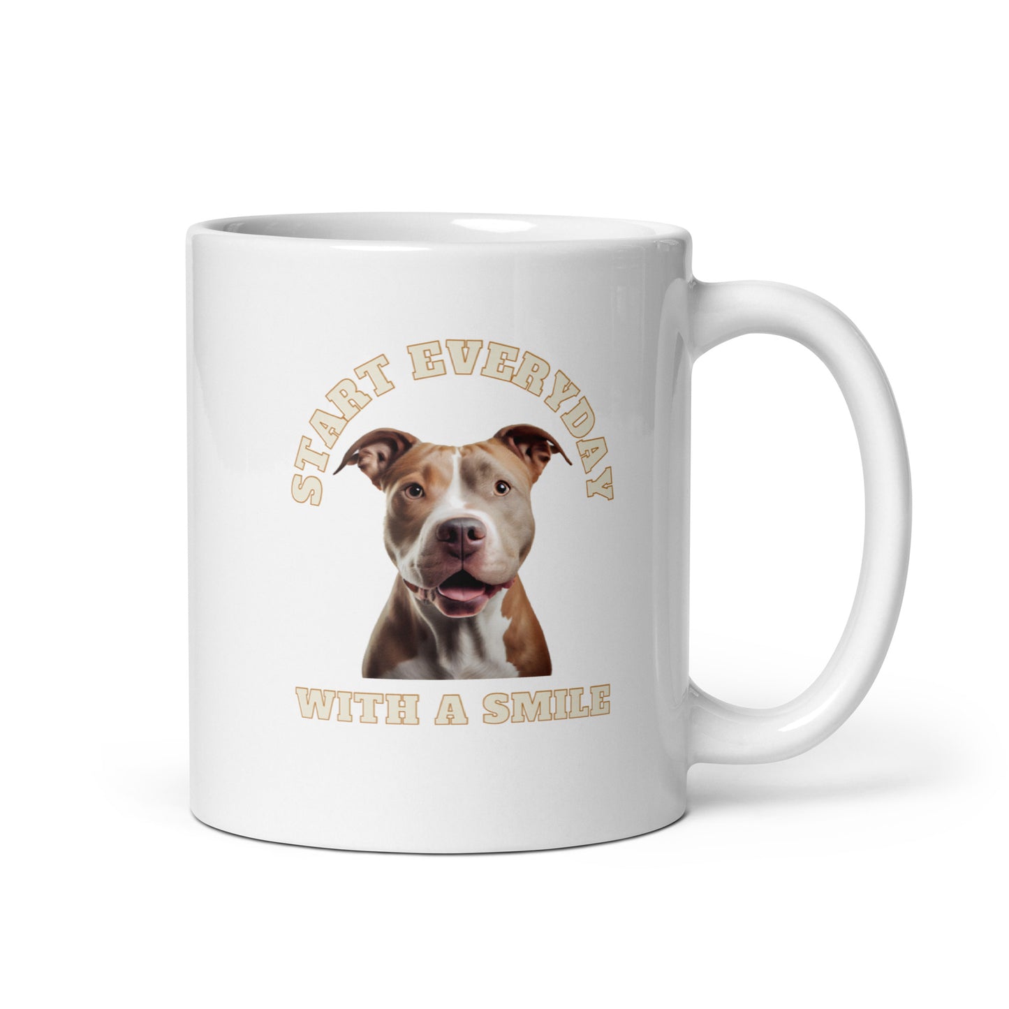 Man's Best Friend #08 American Pit Bull "START EVERYDAY WITH A SMILE" White glossy mug