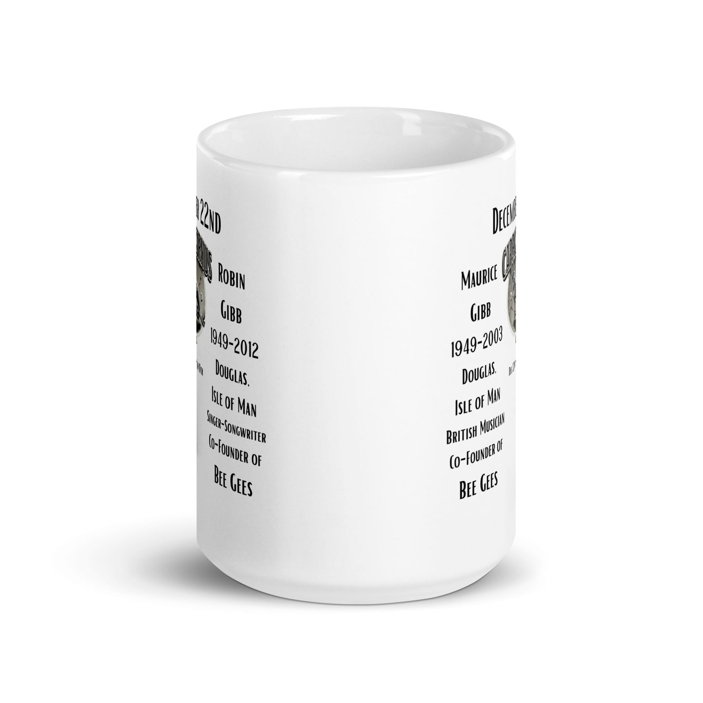 On This Day: Birthday Series - December 22nd - (C) Maurice Gibb & Robin Gibb - White glossy mug