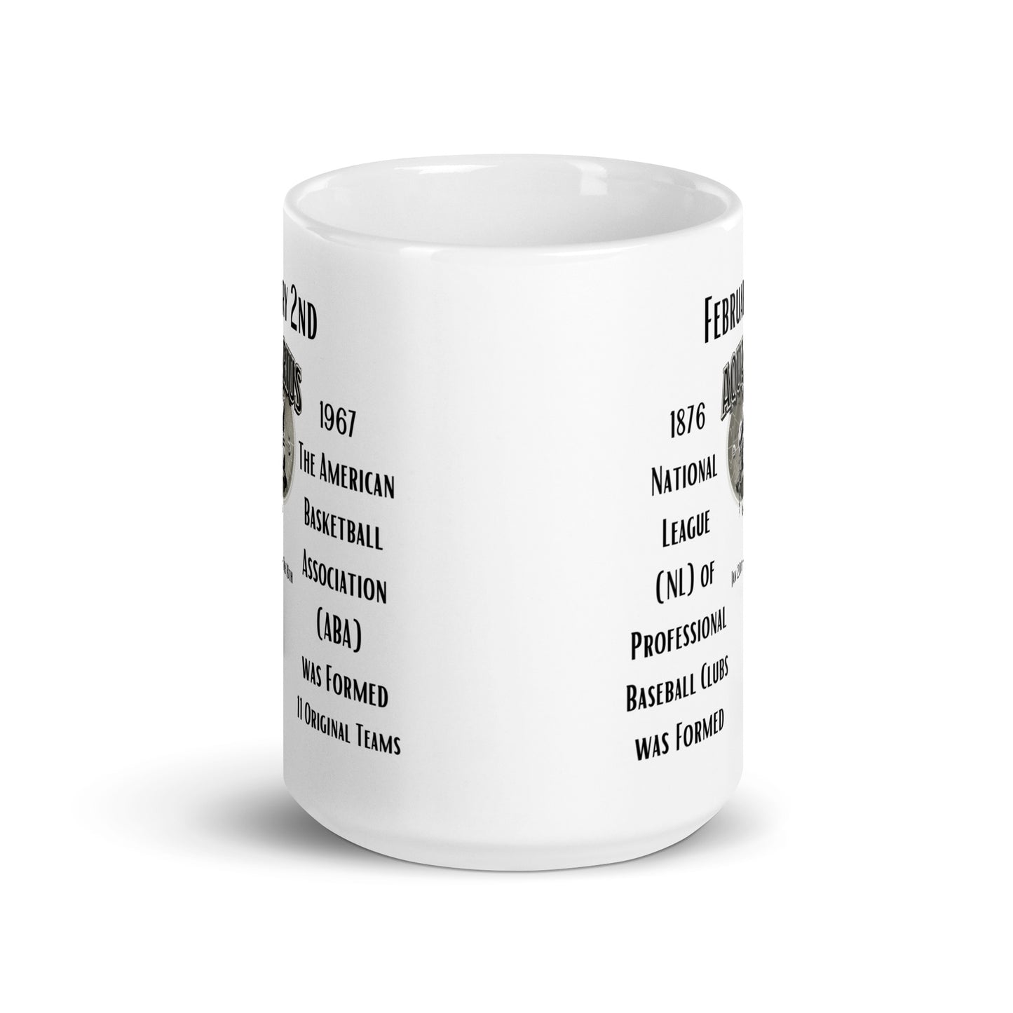 On This Day: Birthday Series - February 02nd - (A) National League of MLB & American Basketball Association - White glossy mug