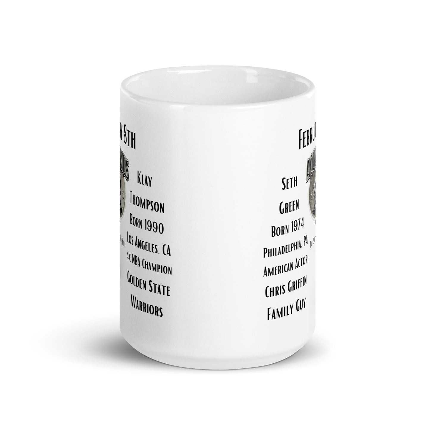 On This Day: Birthday Series - February 08th - (B) Seth Green & Clay Thompson - White glossy mug