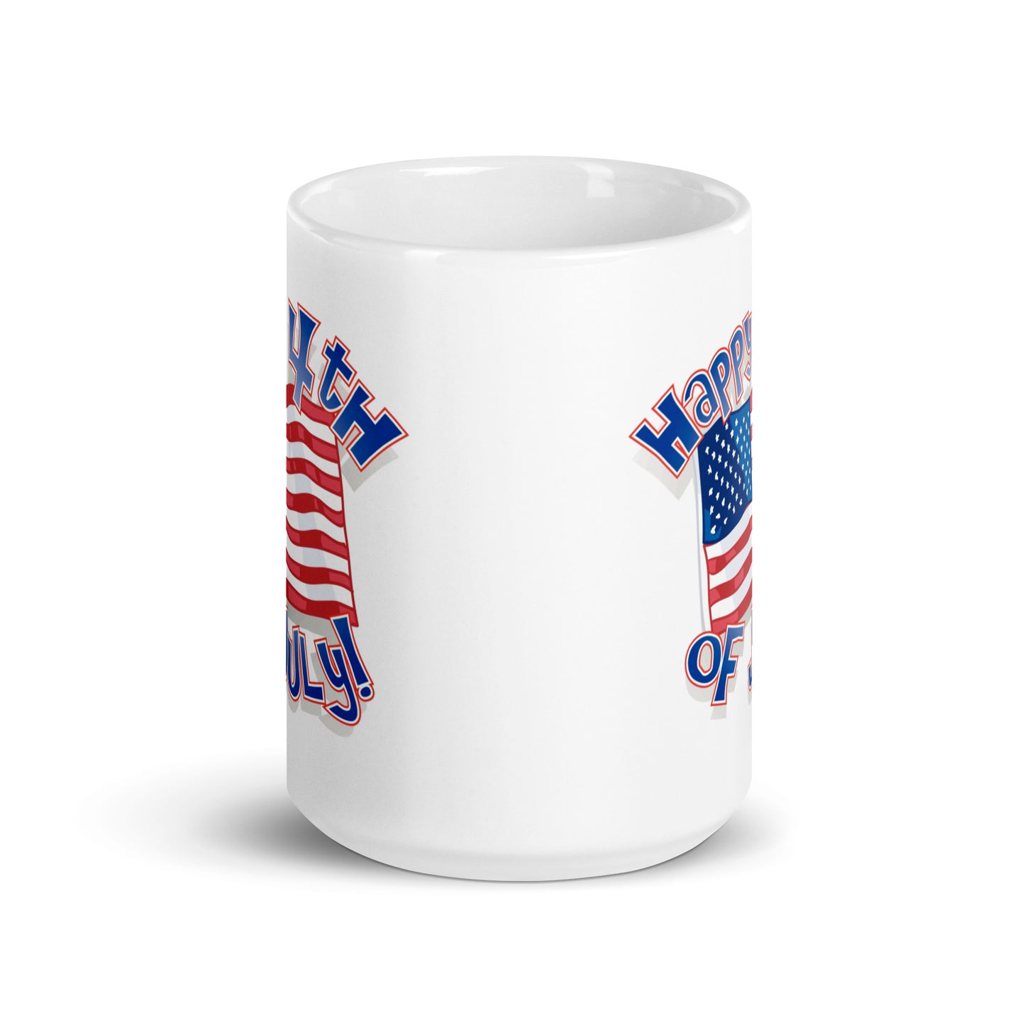 4th of July #03 "Happy 4th of July" White Glossy Mug