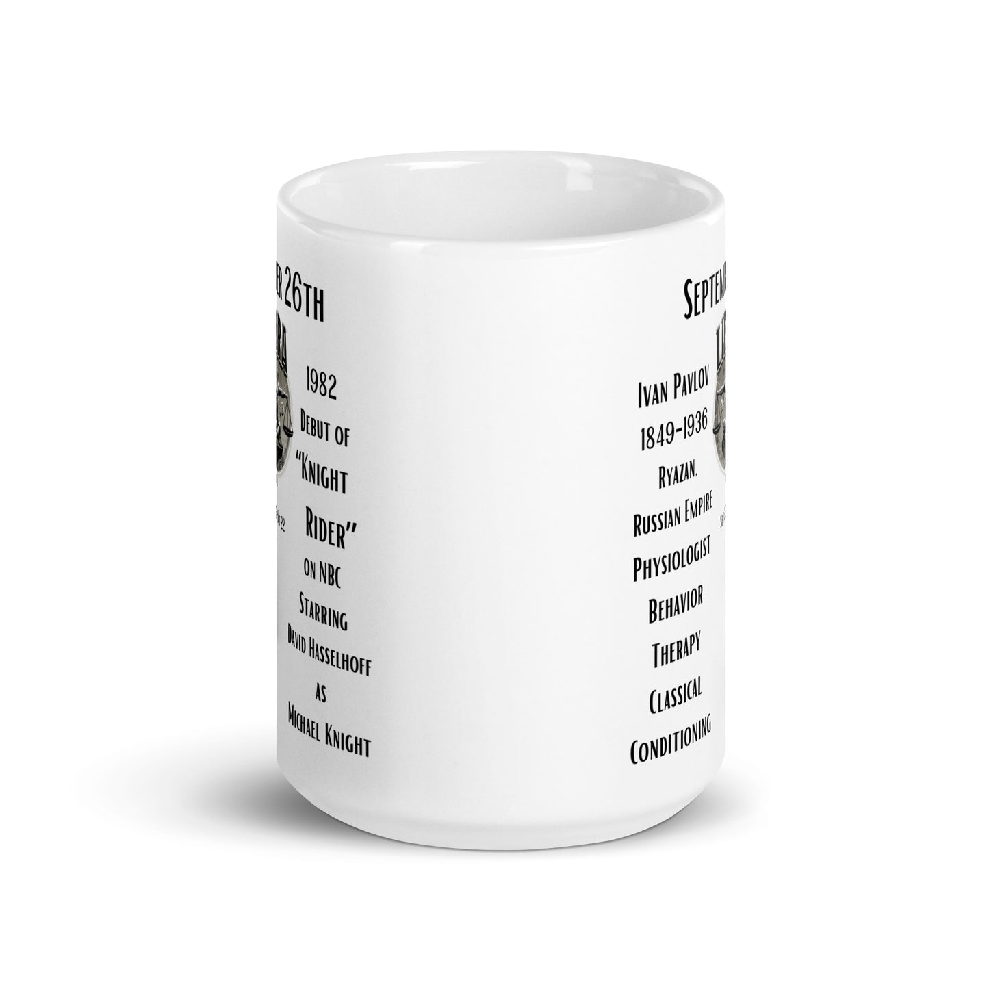 On This Day: Birthday Series - September 26th - (C) Ivan Pavlov & "Night Rider" - White glossy mug