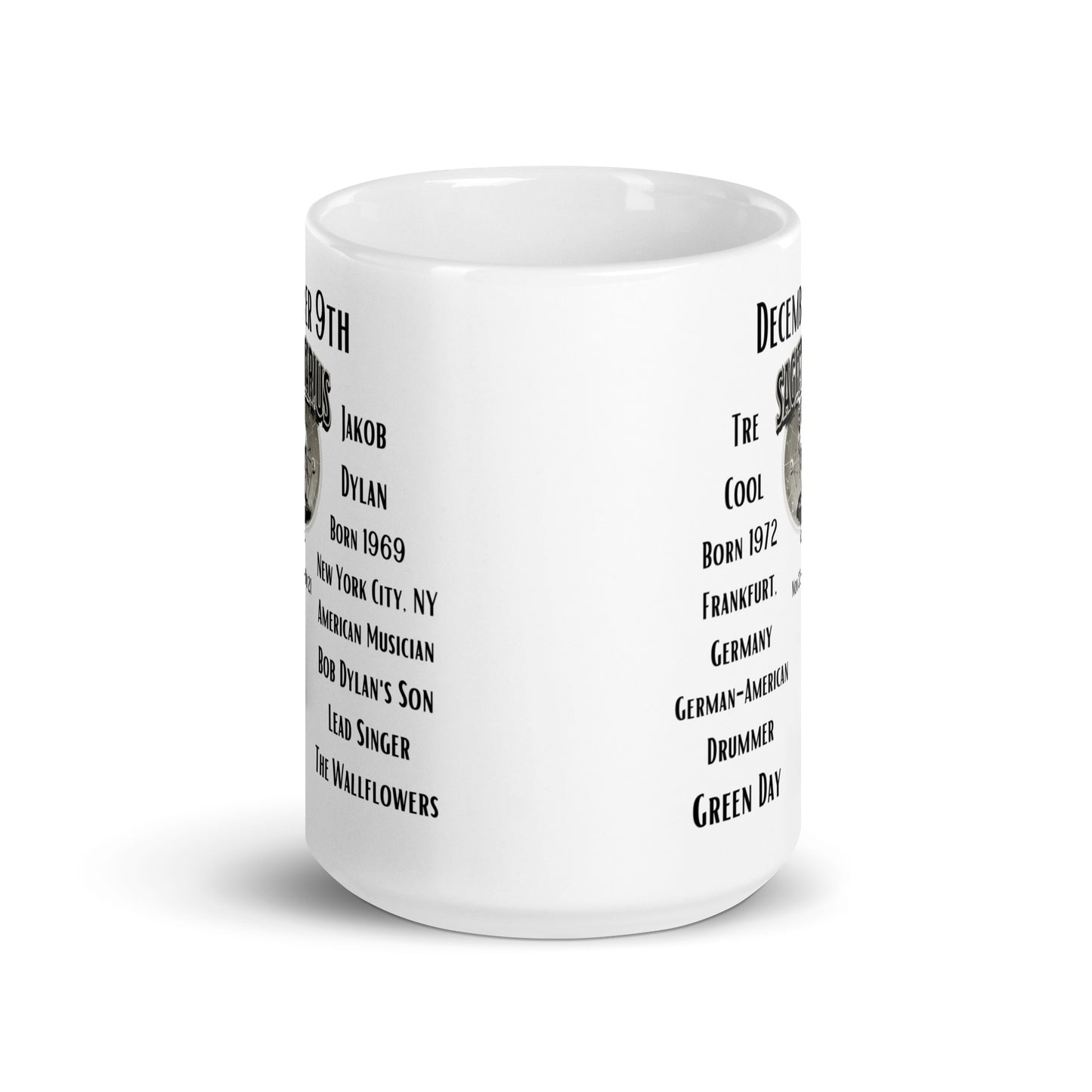 On This Day: Birthday Series - December 09th - (C) Green Day & The Wallflowers - White glossy mug