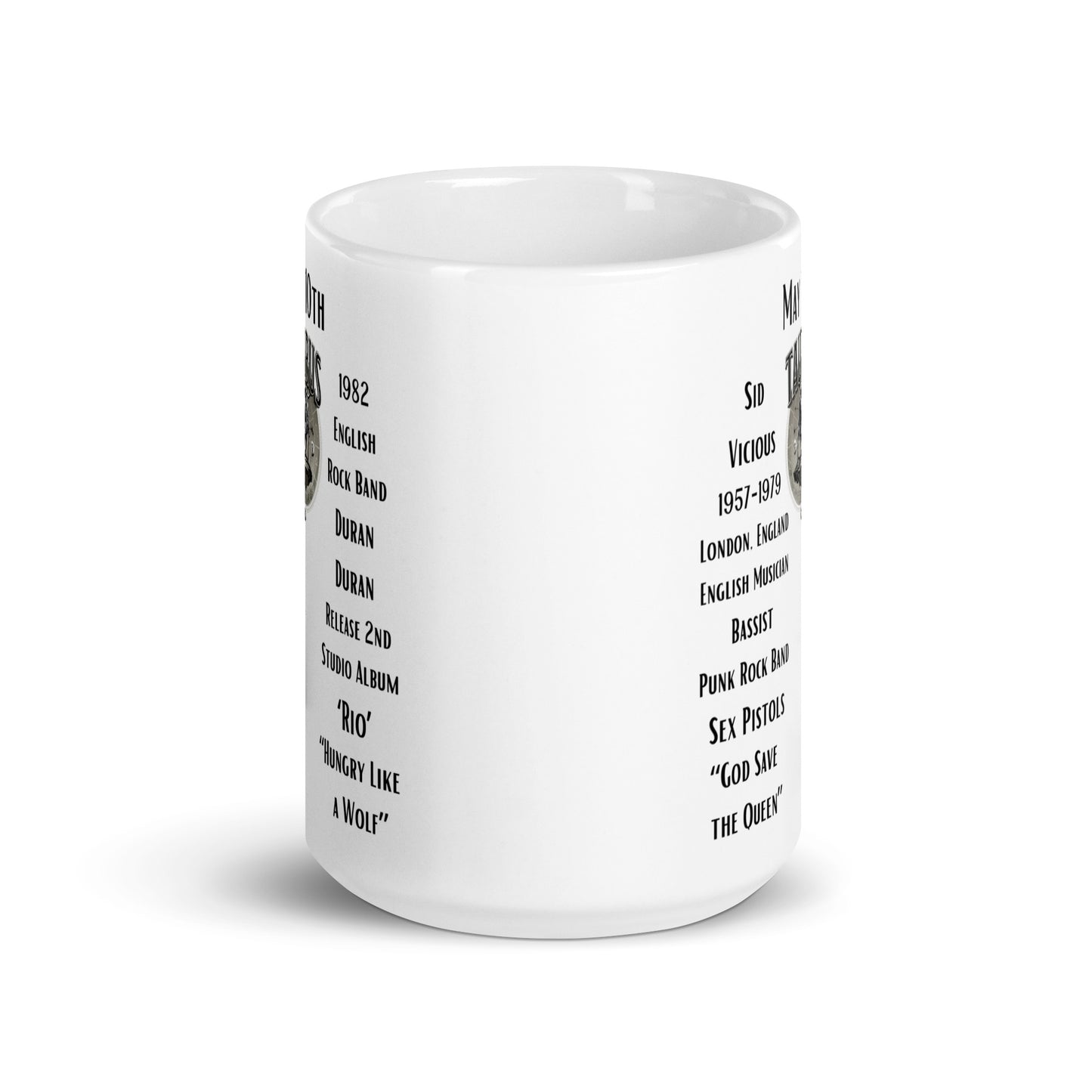 On This Day: Birthday Series - May 10th - (A) Sid Vicious & Duran Duran's 'Rio' - White glossy mug