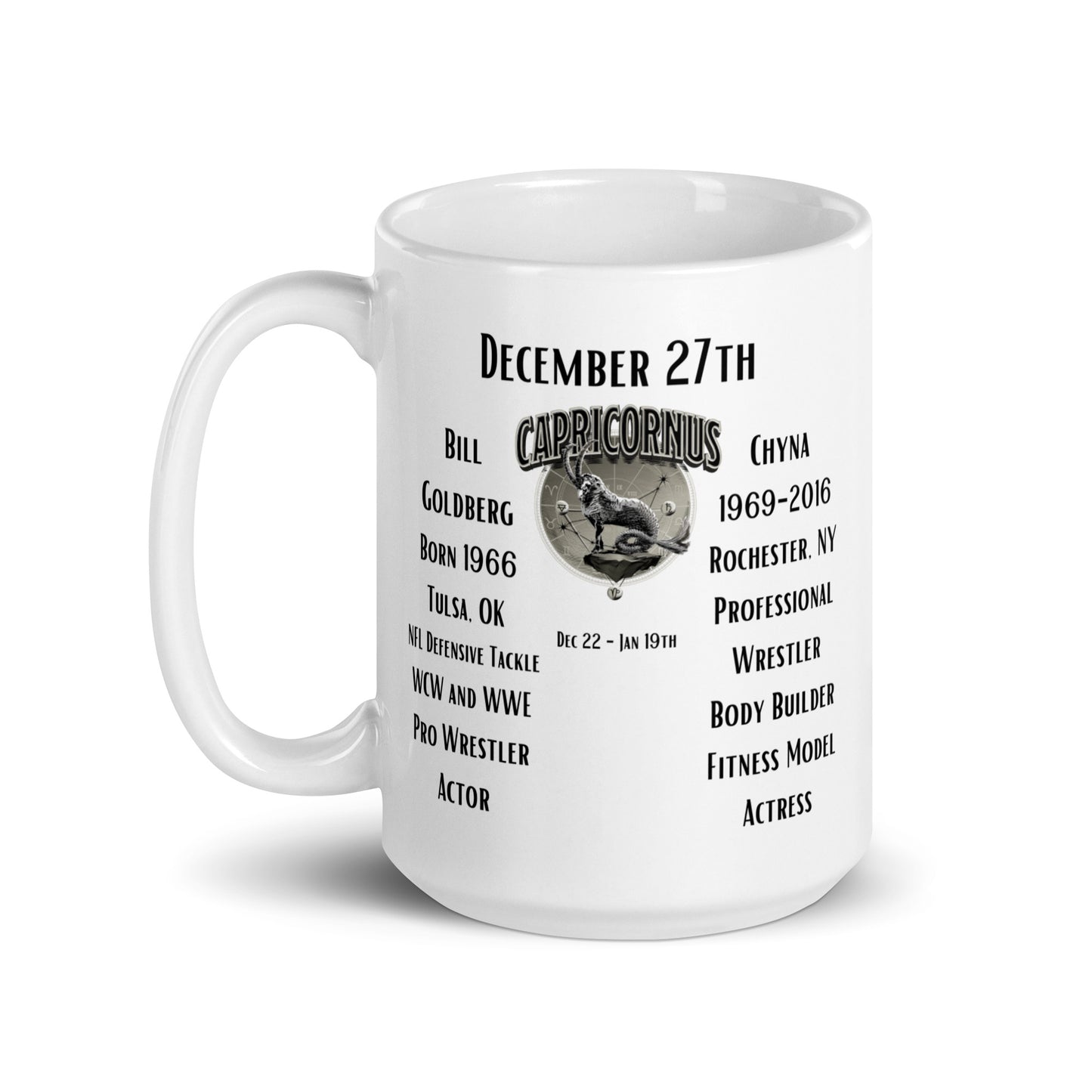 On This Day: Birthday Series - December 27th - (A) Bill Goldberg & Chyna - White glossy mug