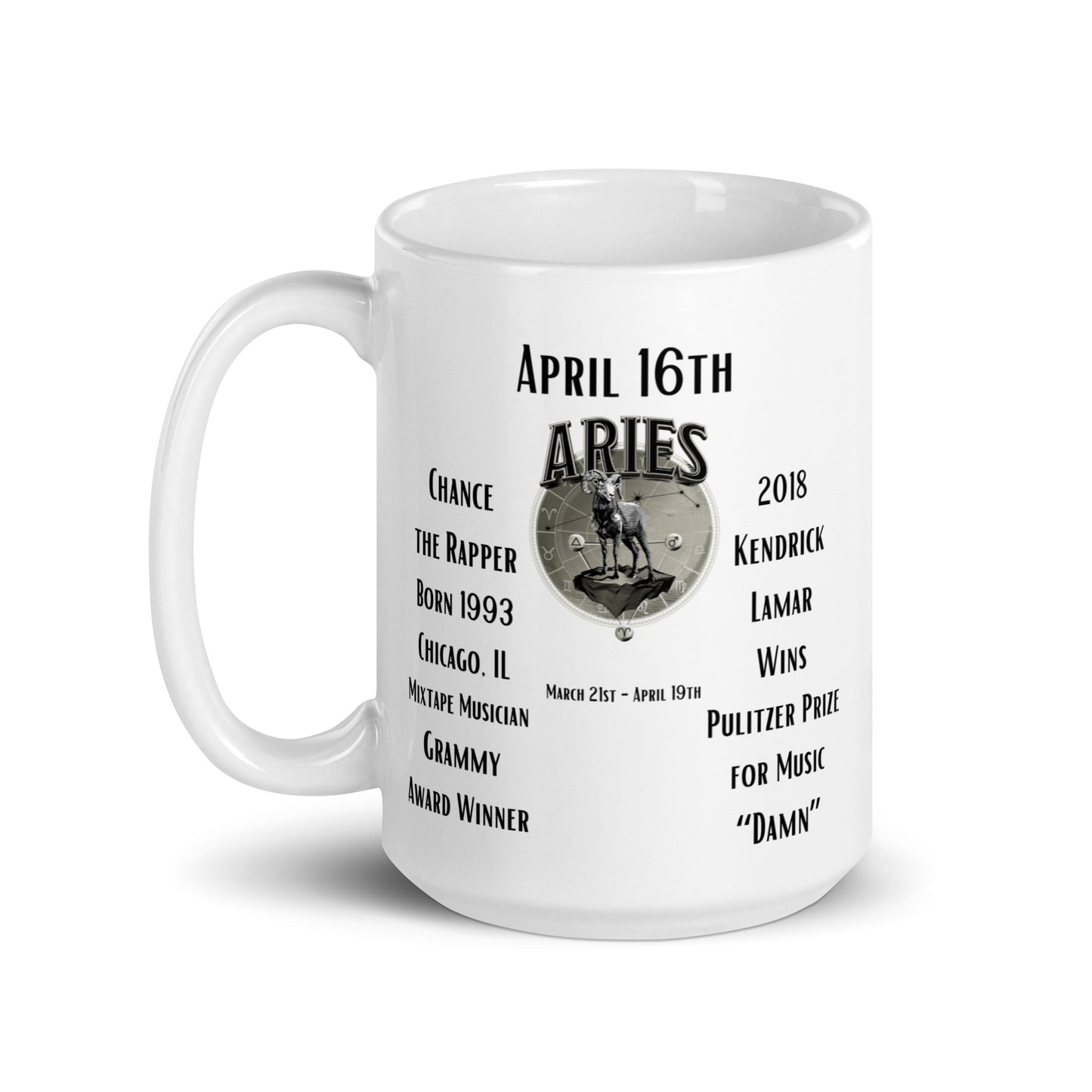 On This Day: Birthday Series - April 16th - (A) Chance the Rapper & Kendrick Lamar - White glossy mug