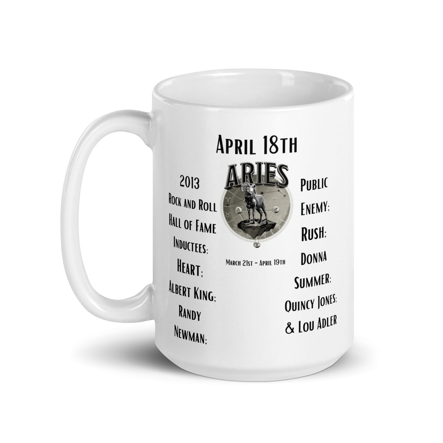 On This Day: Birthday Series - April 18th - (B) 2013 Rock and Roll Hall of Fame Inductees - White glossy mug