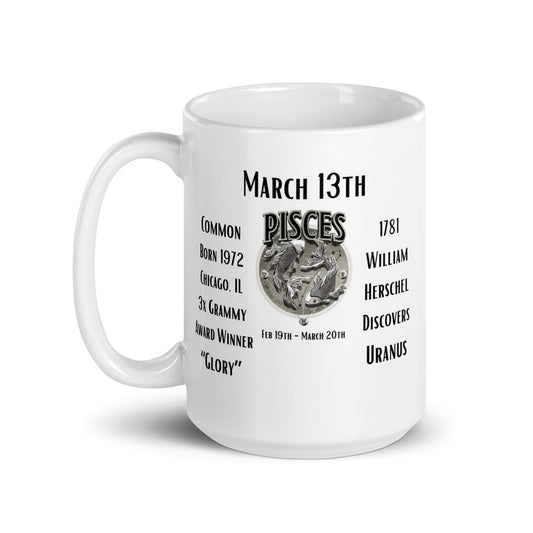 On This Day: Birthday Series - March 13th - (A) Common & Uranus - White glossy mug