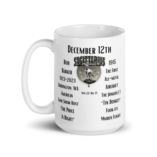 On This Day: Birthday Series - December 12th - (C) Bob Barker & the Junkers J 1 - White glossy mug