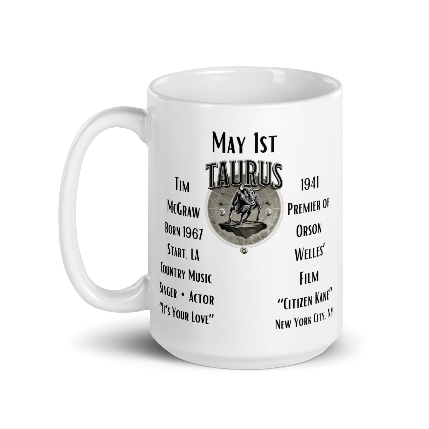 On This Day: Birthday Series - May 01 - (A) Tim McGraw & "Citizen Cane" - White glossy mug