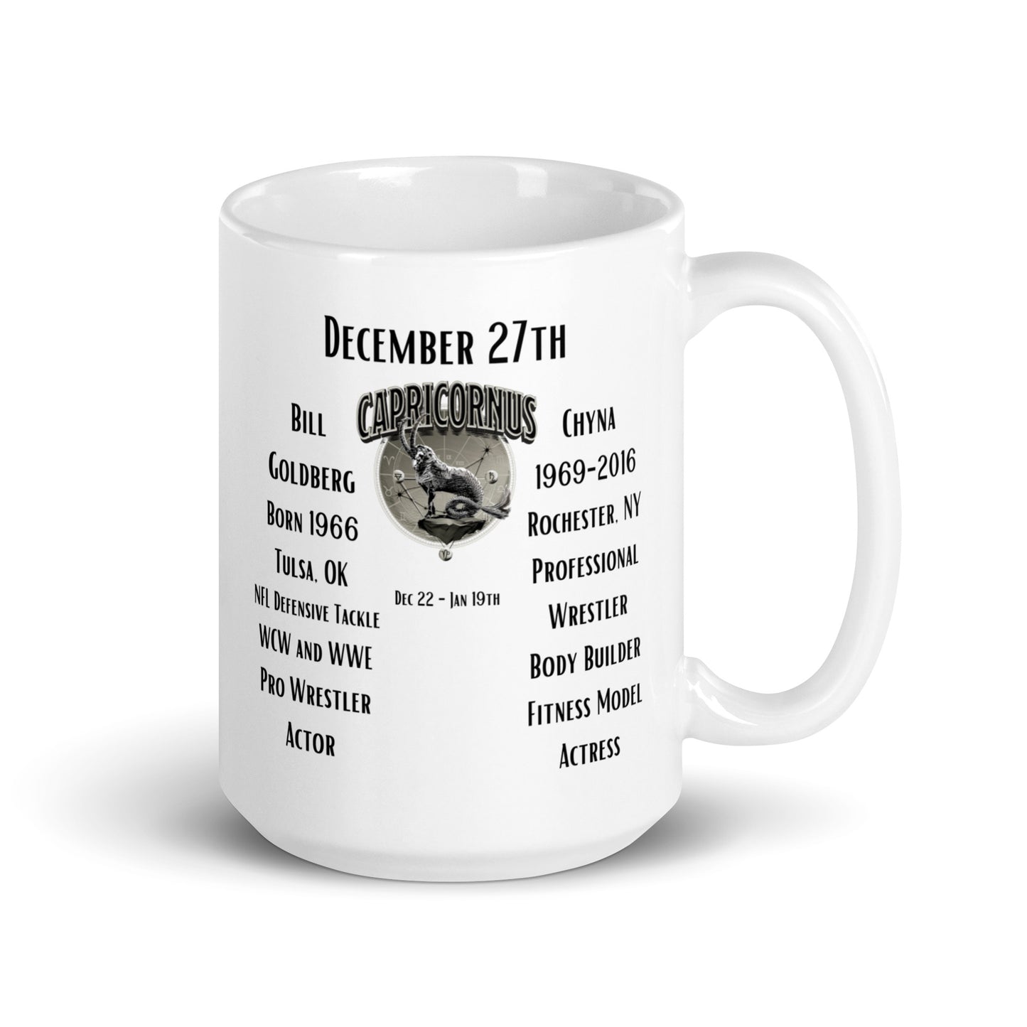 On This Day: Birthday Series - December 27th - (A) Bill Goldberg & Chyna - White glossy mug