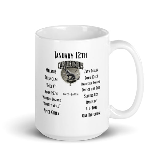 On This Day: Birthday Series - January 12th - (D) Melanie Chisholm & Zayn Malik - White glossy mug