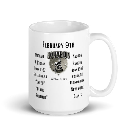 On This Day: Birthday Series - February 09th - (B)  Michael B. Jordan & Sequon Barkley - White glossy mug