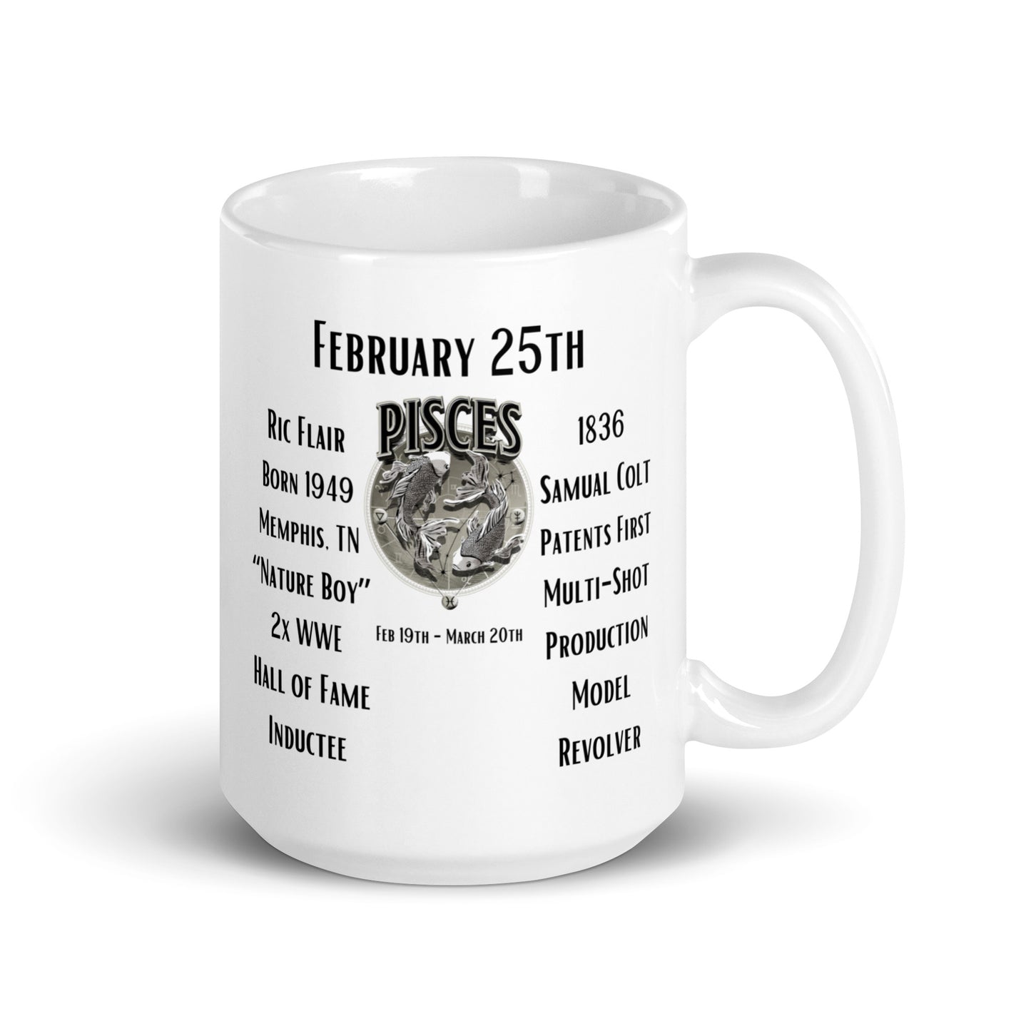 On This Day: Birthday Series - February 25th - (B) Ric Flair & The Cult Revolver - White glossy mug