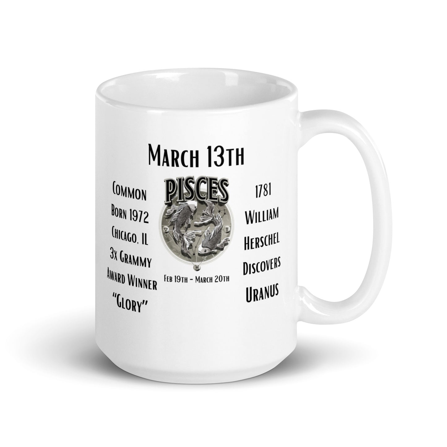 On This Day: Birthday Series - March 13th - (A) Common & Uranus - White glossy mug