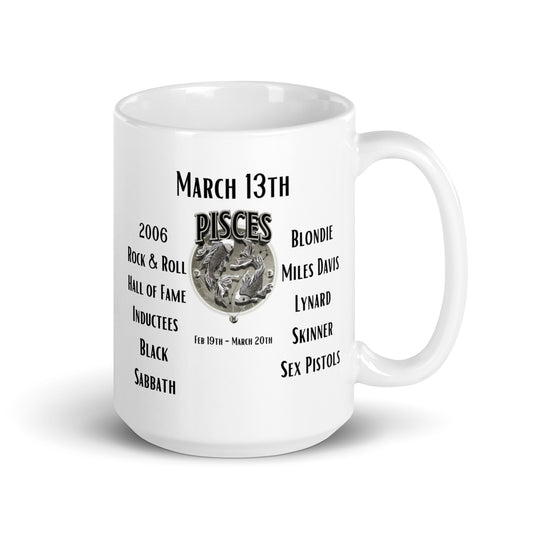 On This Day: Birthday Series - March 13th - (B) 2006 Rock & Roll Hall of Fame Inductees - White glossy mug